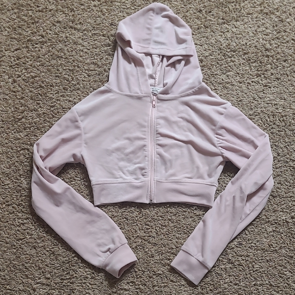 Refuge Athletics Pink Zip Up Crop Hoodie Size Small